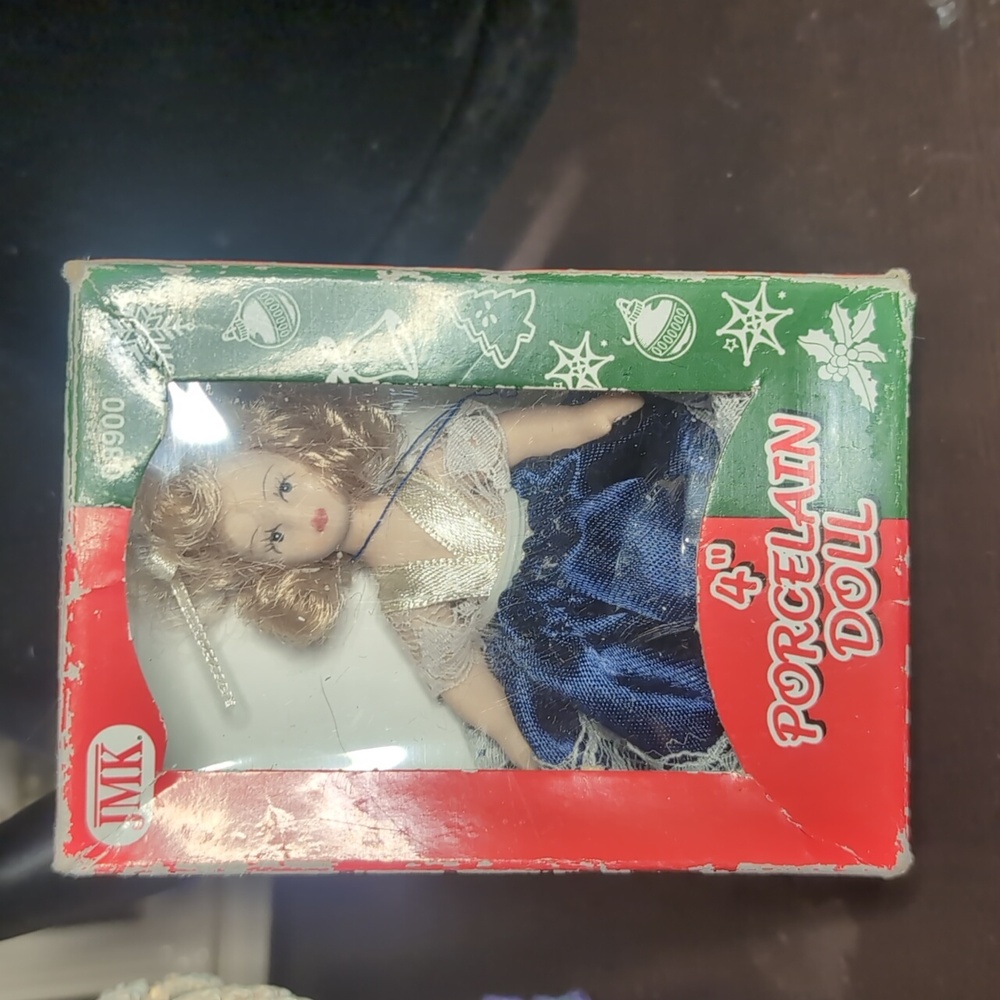 AVAILABLE -Vintage 2004 JMK Porcelain doll ornament 4" Tall